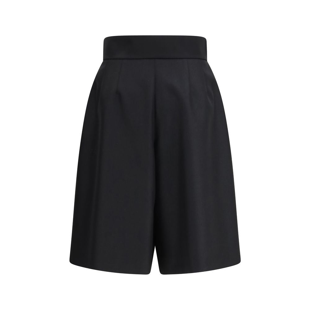 Black Wool Bermuda Shorts - TIZZIL