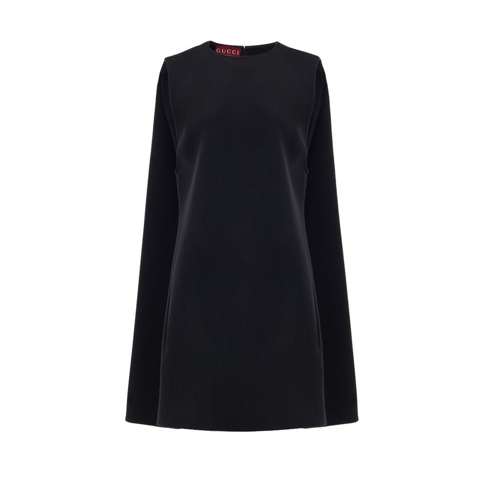 Black Wool Casual Dress - TIZZIL