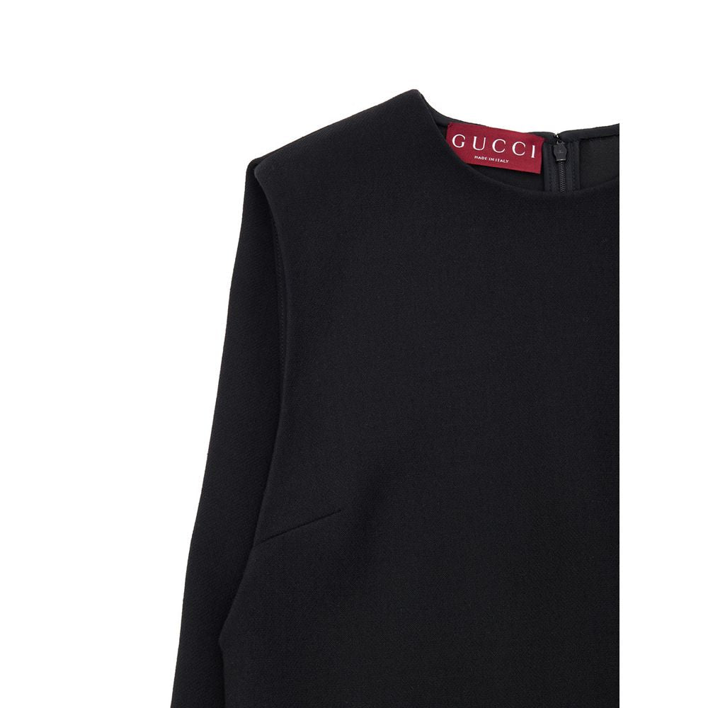 Black Wool Casual Dress - TIZZIL