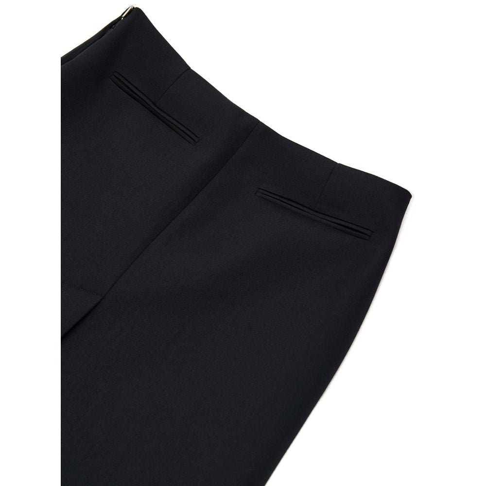 Black Wool Midi Skirt - TIZZIL