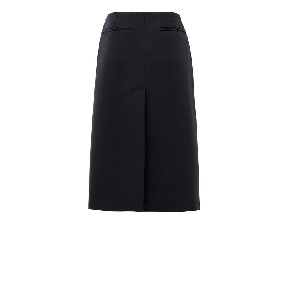 Black Wool Midi Skirt - TIZZIL