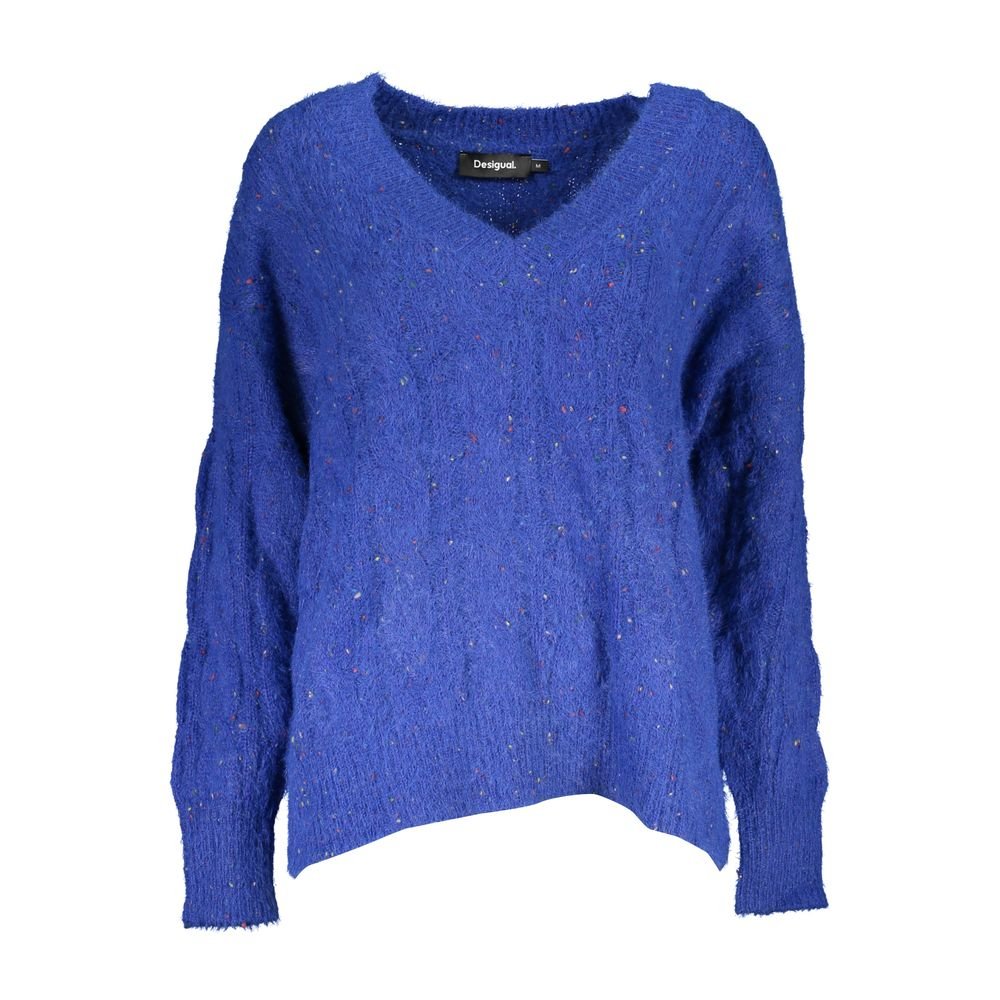 Blue Acrylic Women Sweater - TIZZIL