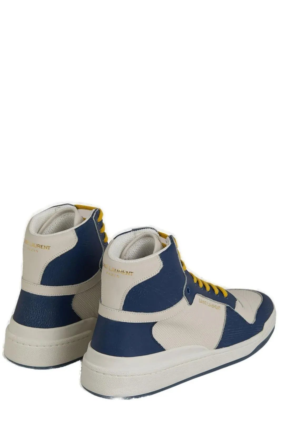 Blue Calf Leather Mid Top Sneakers - TIZZIL