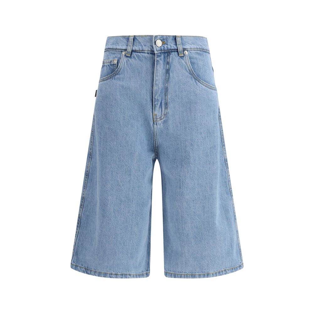 Blue Cotton Bermuda Shorts - TIZZIL