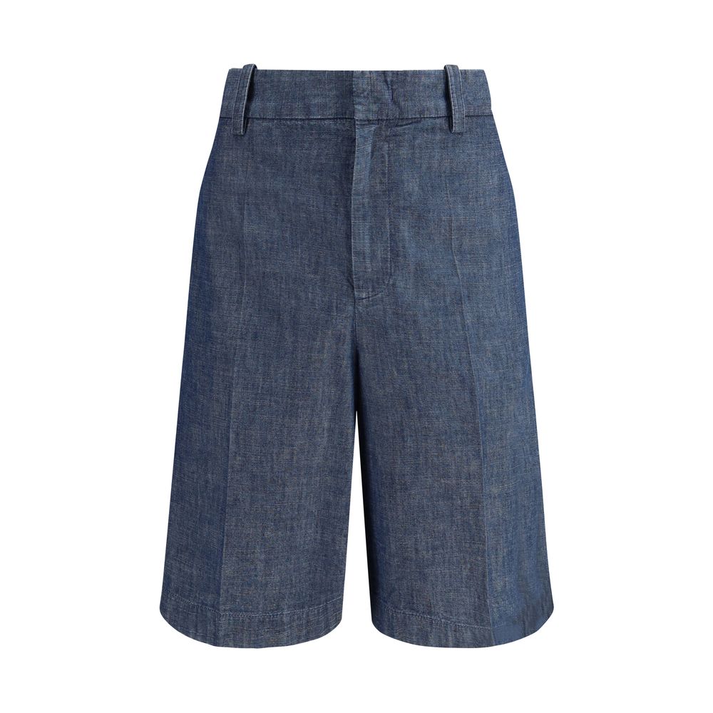 Blue Cotton Bermuda Shorts - TIZZIL