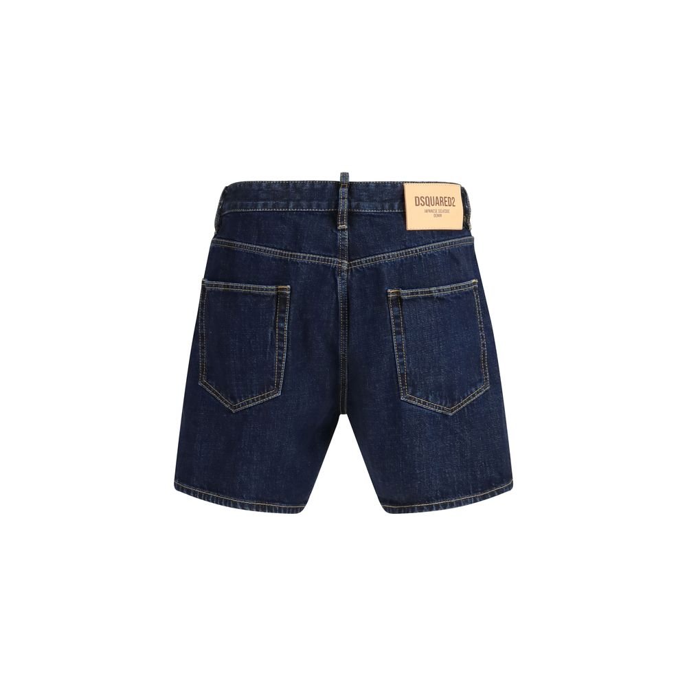 Blue Cotton Bermuda Shorts - TIZZIL