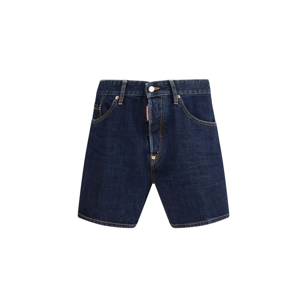Blue Cotton Bermuda Shorts - TIZZIL