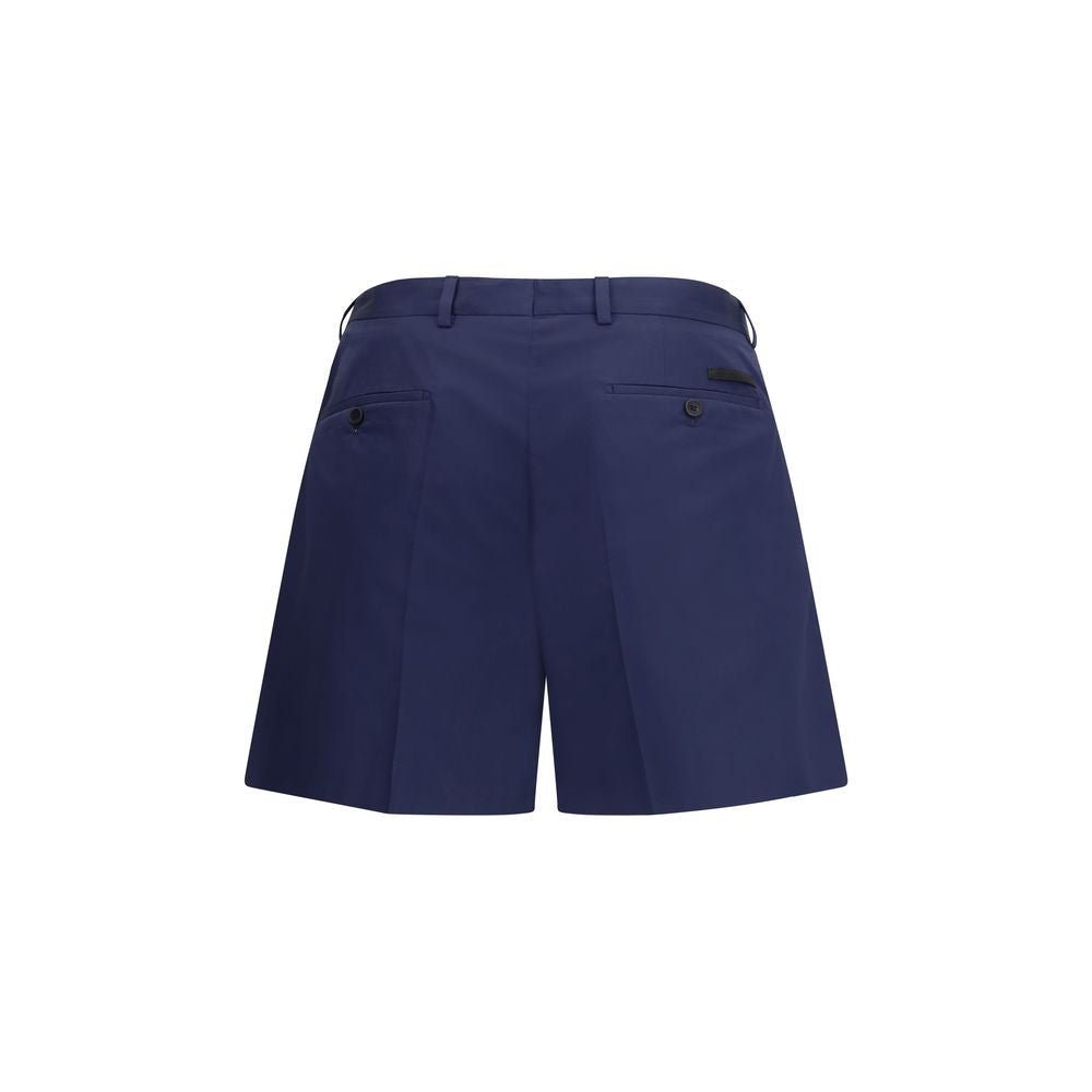 Blue Cotton Bermuda Shorts - TIZZIL
