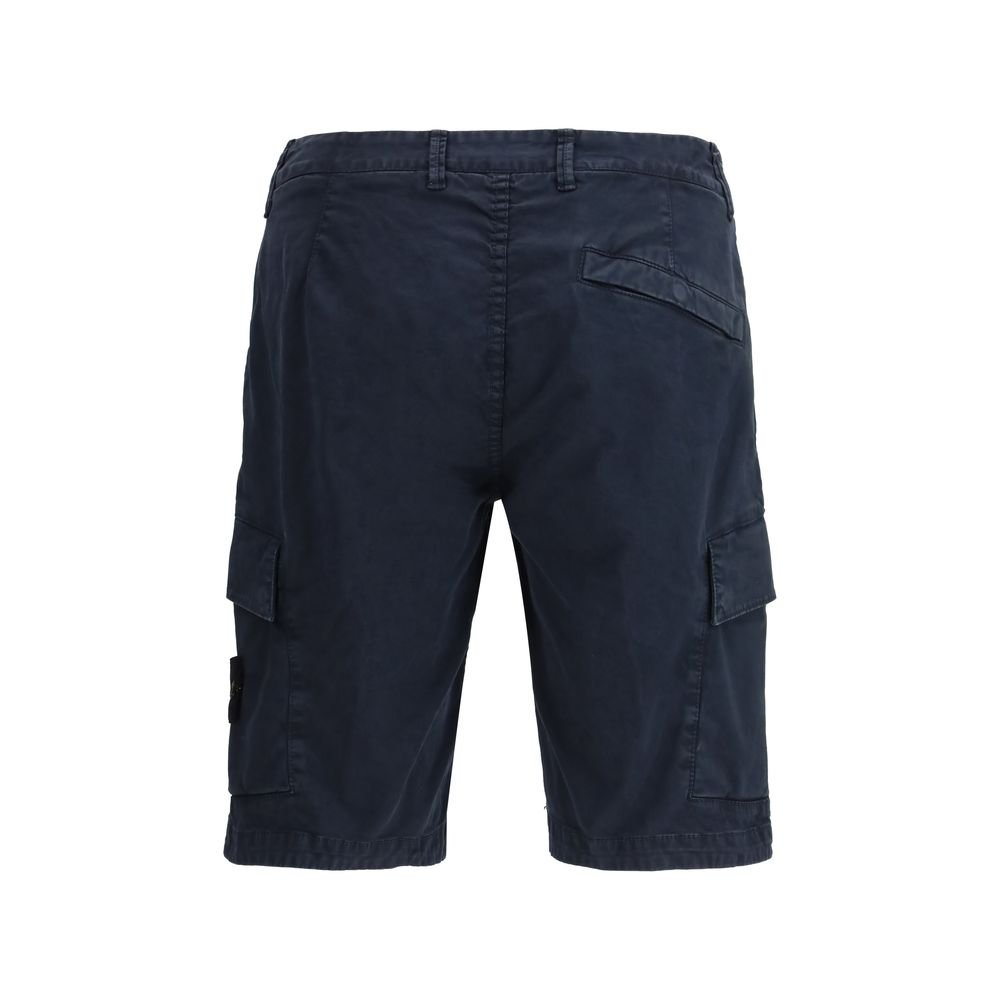 Blue Cotton Bermuda Shorts - TIZZIL