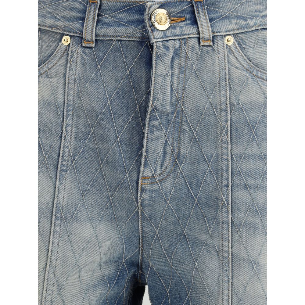 Blue Cotton Bermuda Shorts - TIZZIL