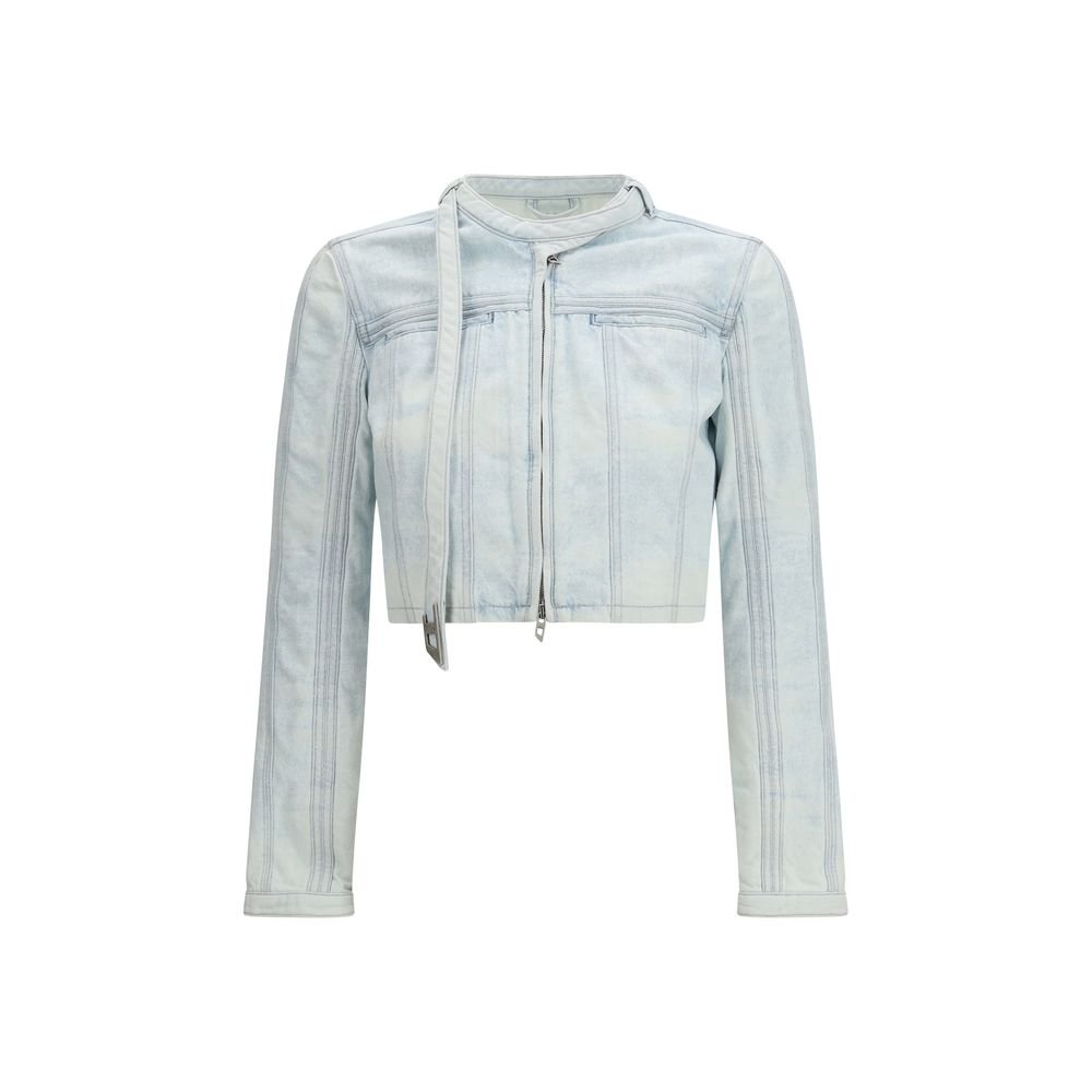 Blue Cotton Biker Jacket - TIZZIL