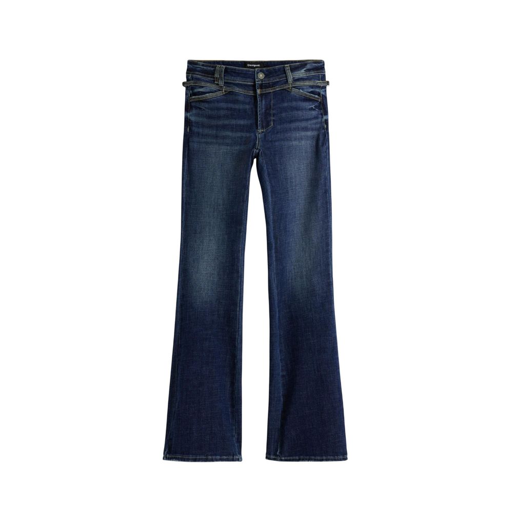 Blue Cotton Bootcut Jeans - TIZZIL
