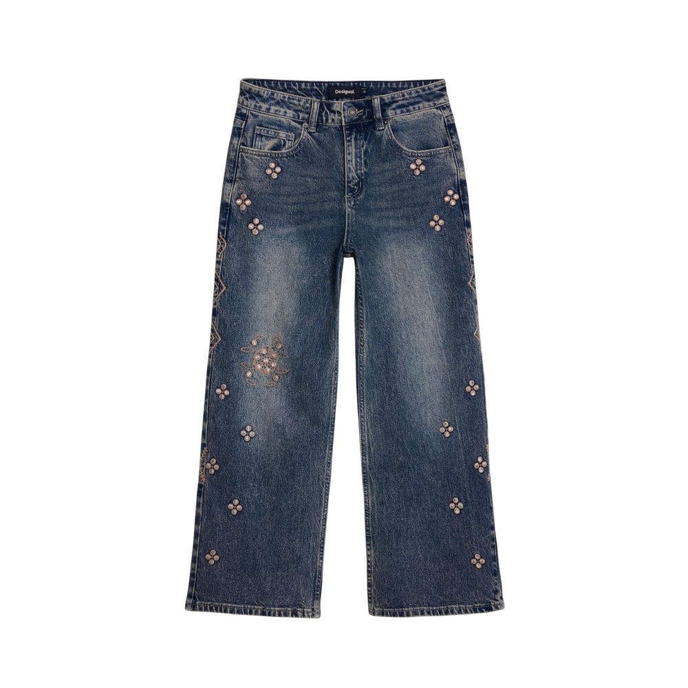 Blue Cotton Bootcut Jeans - TIZZIL