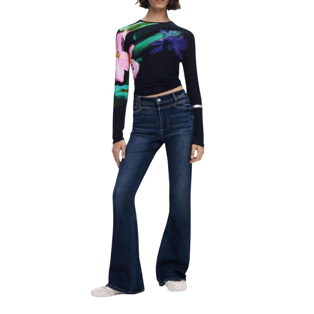 Blue Cotton Bootcut Jeans - TIZZIL