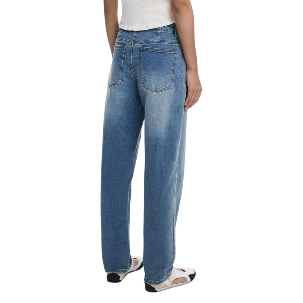 Blue Cotton Boyfriend Jeans - TIZZIL