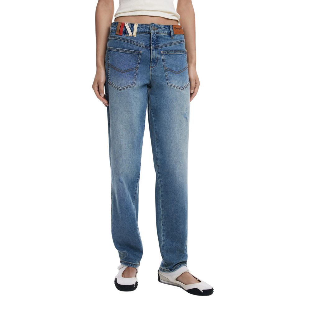 Blue Cotton Boyfriend Jeans - TIZZIL
