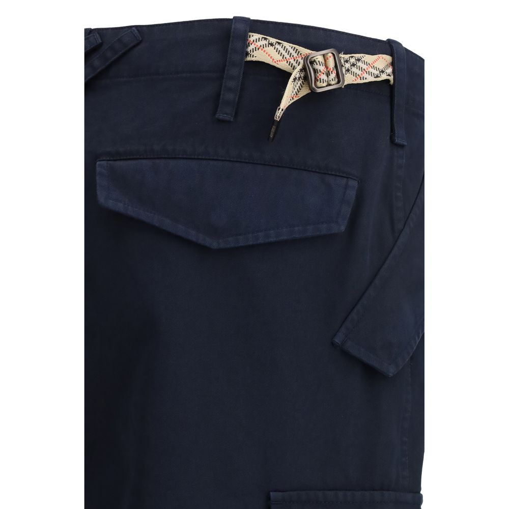 Blue Cotton Cargo Pants - TIZZIL