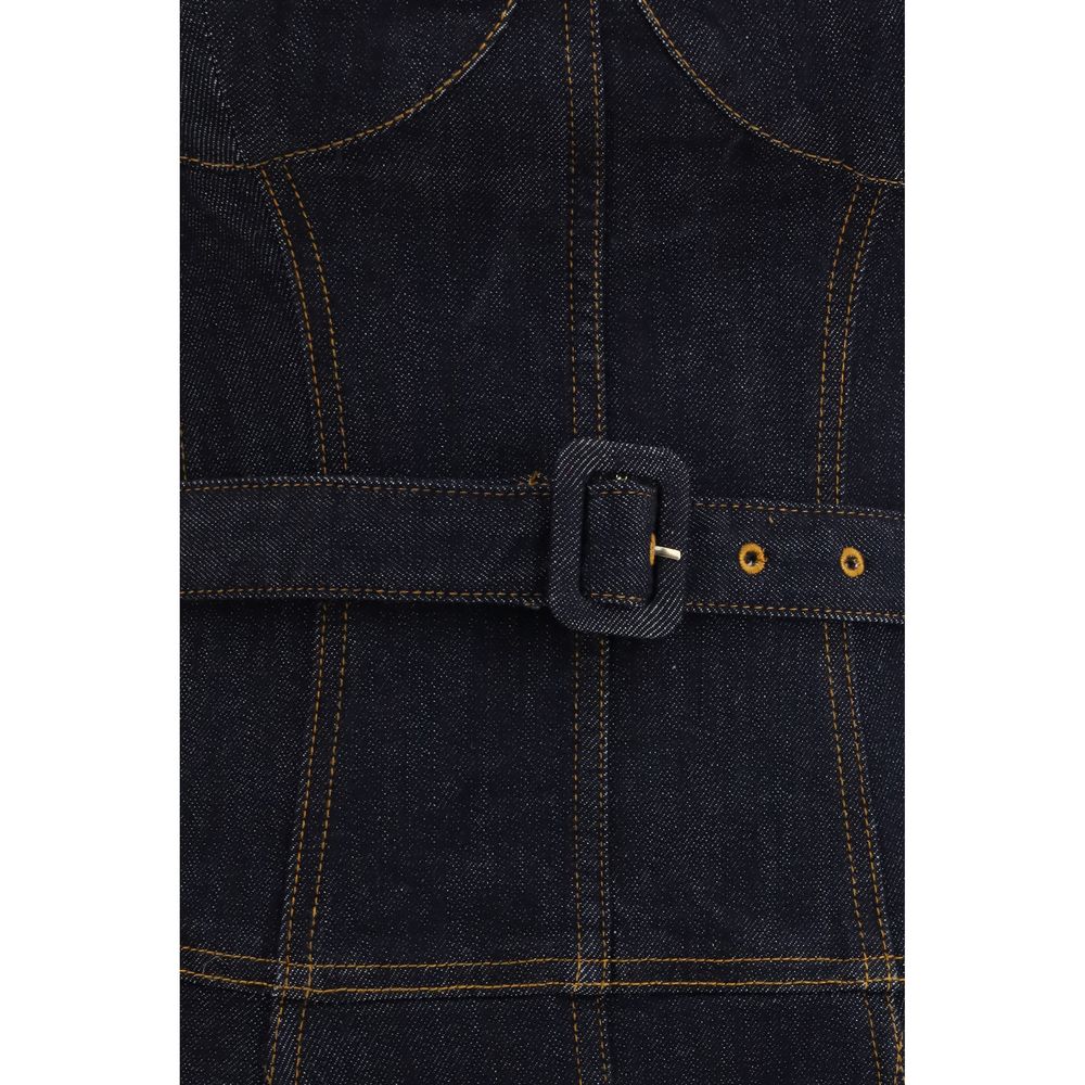 Blue Cotton Casual Dress - TIZZIL