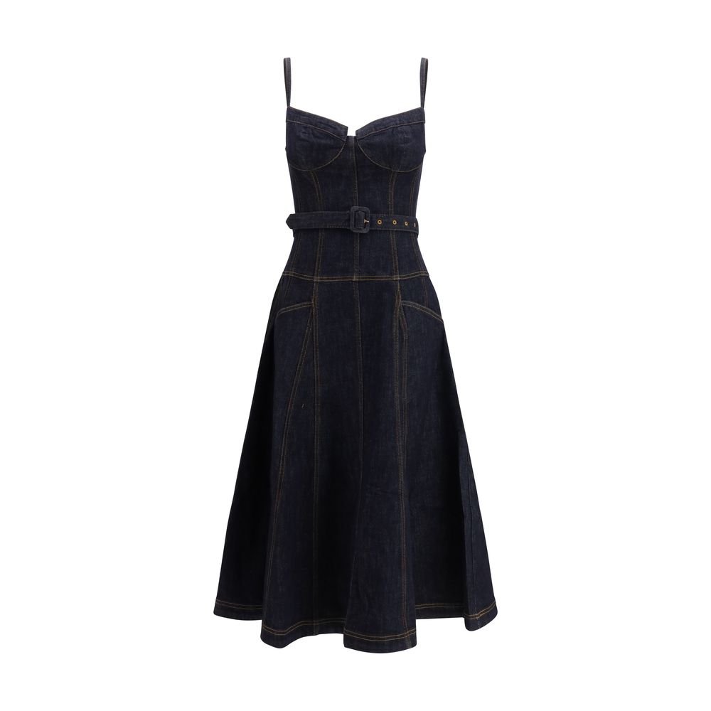 Blue Cotton Casual Dress - TIZZIL