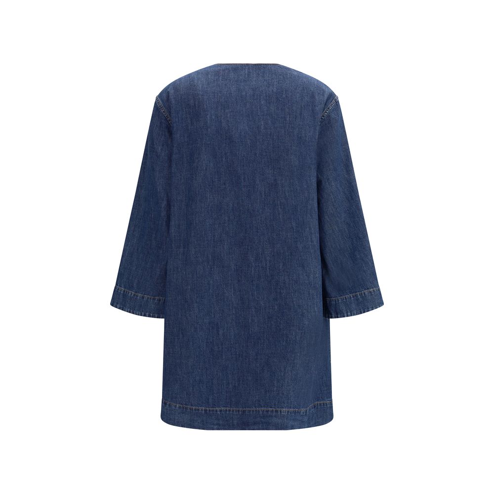 Blue Cotton Casual Dress - TIZZIL