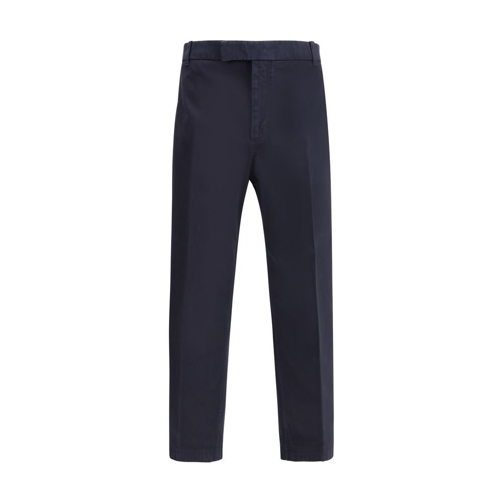 Blue Cotton Casual Pants - TIZZIL