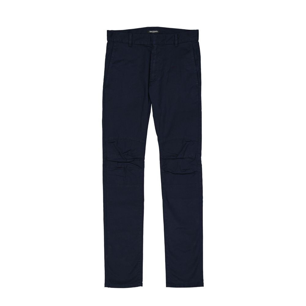 Blue Cotton Casual Pants - TIZZIL