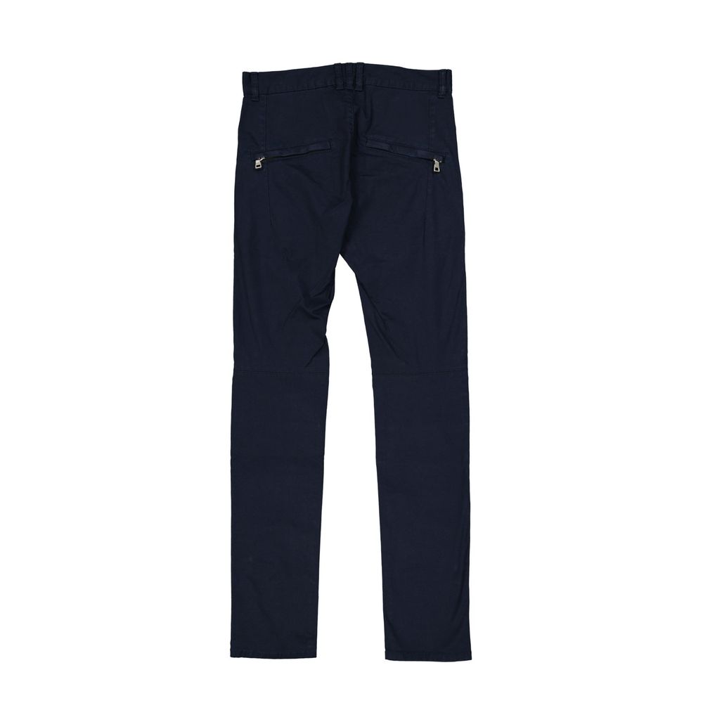 Blue Cotton Casual Pants - TIZZIL