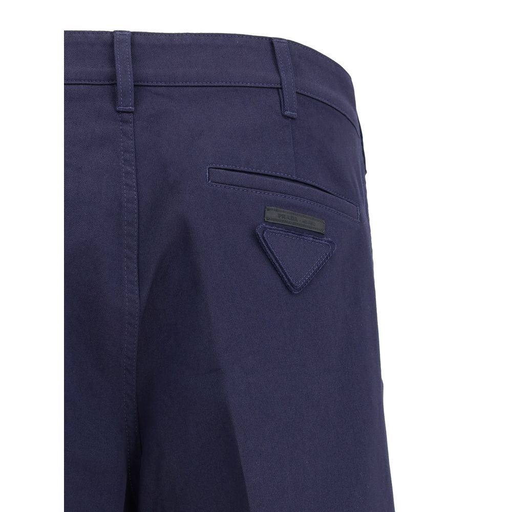 Blue Cotton Chino Pants - TIZZIL