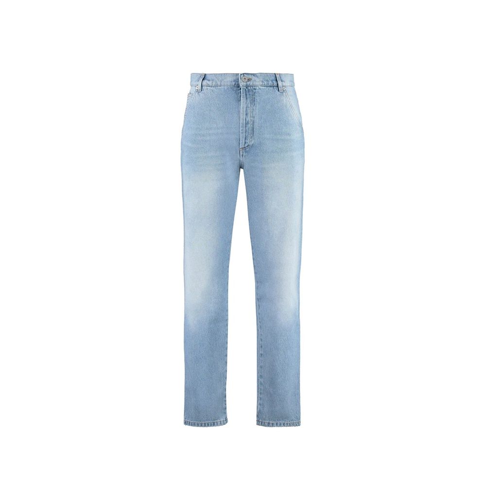 Blue Cotton Cropped Jeans - TIZZIL