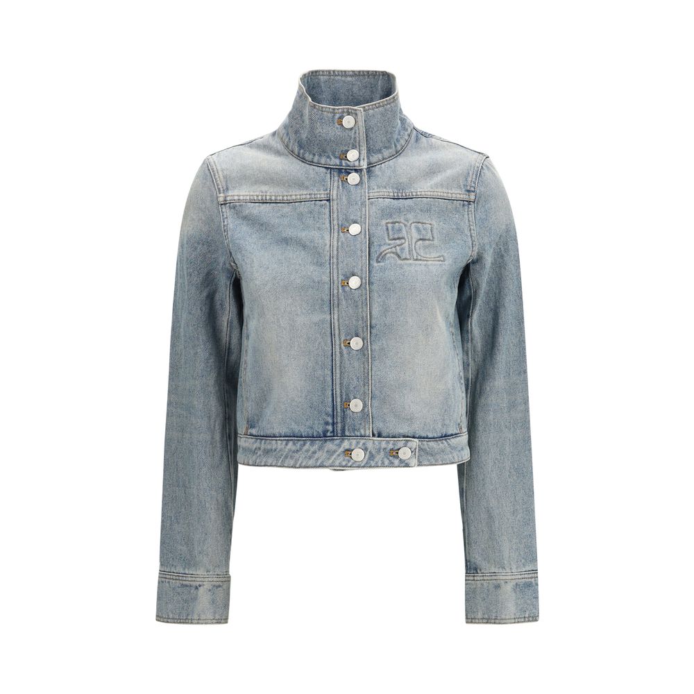 Blue Cotton Denim Jacket - TIZZIL