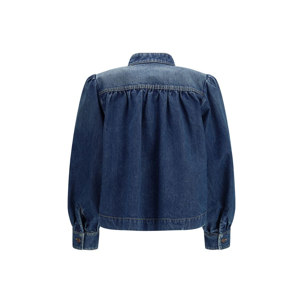 Blue Cotton Denim Jacket - TIZZIL