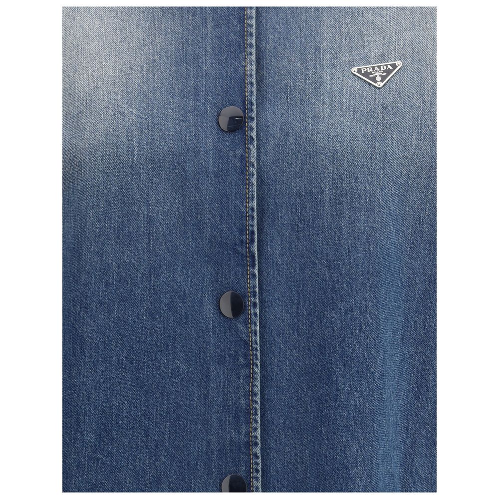 Blue Cotton Denim Jacket - TIZZIL