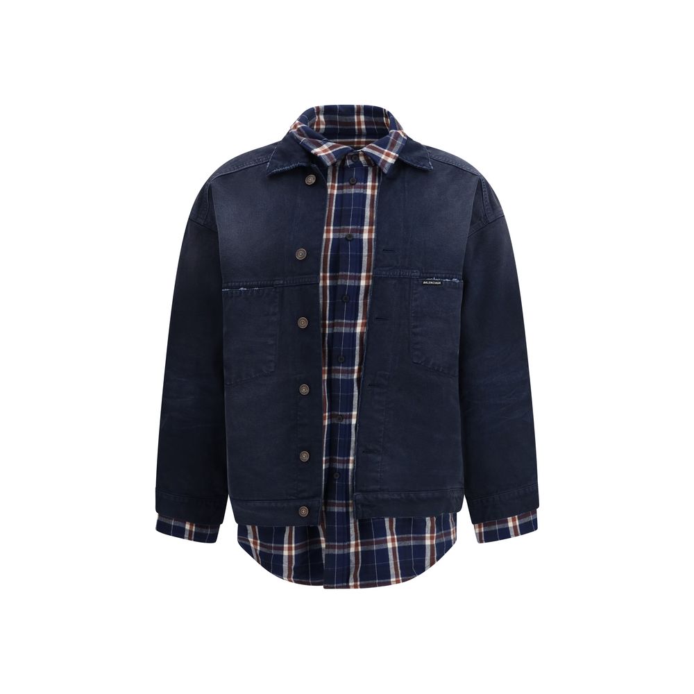 Blue Cotton Denim Jacket - TIZZIL