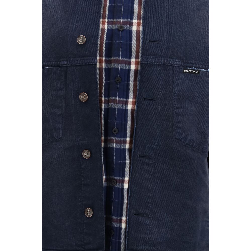 Blue Cotton Denim Jacket - TIZZIL