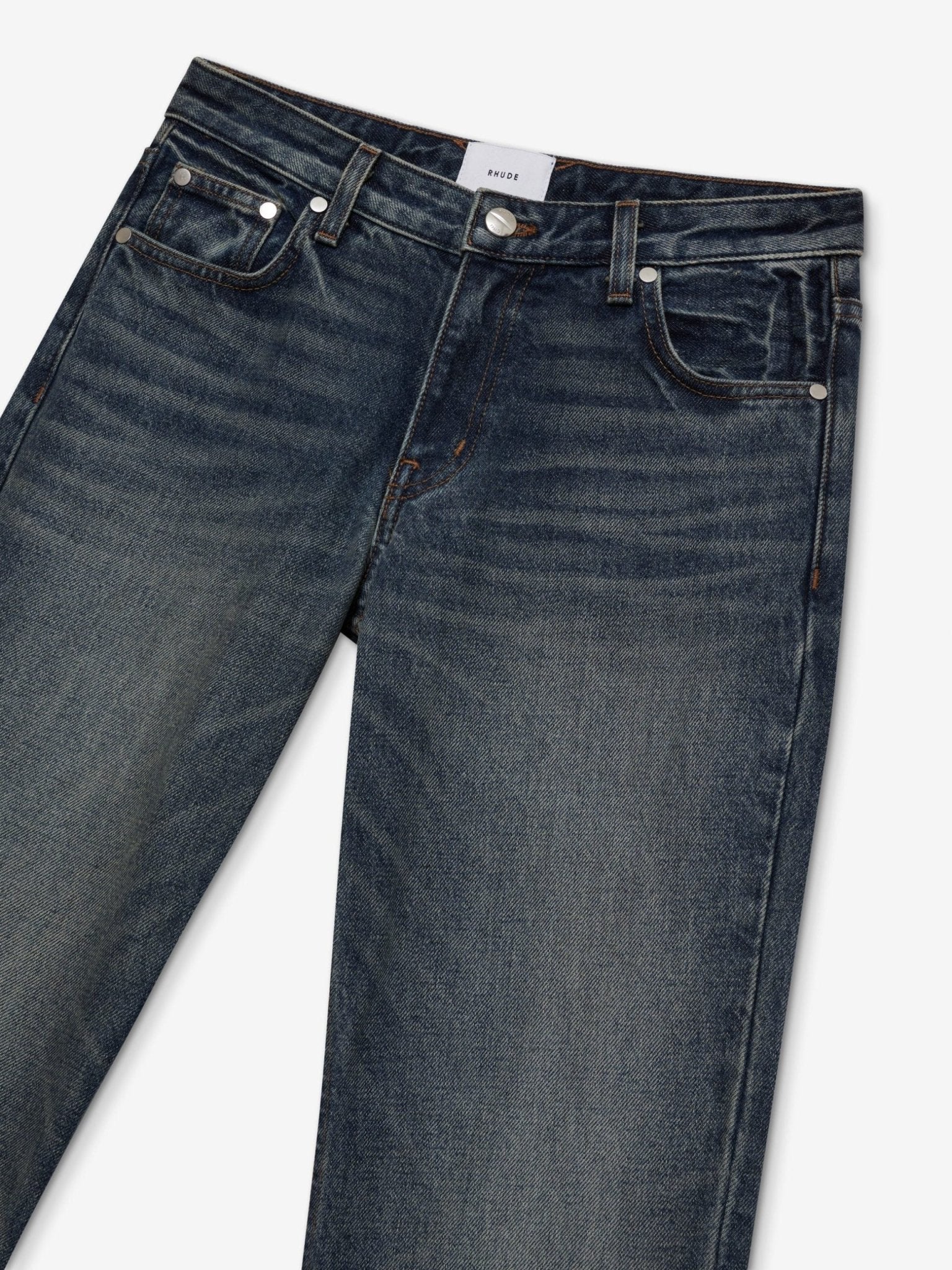 Blue Cotton Flared Jeans - TIZZIL