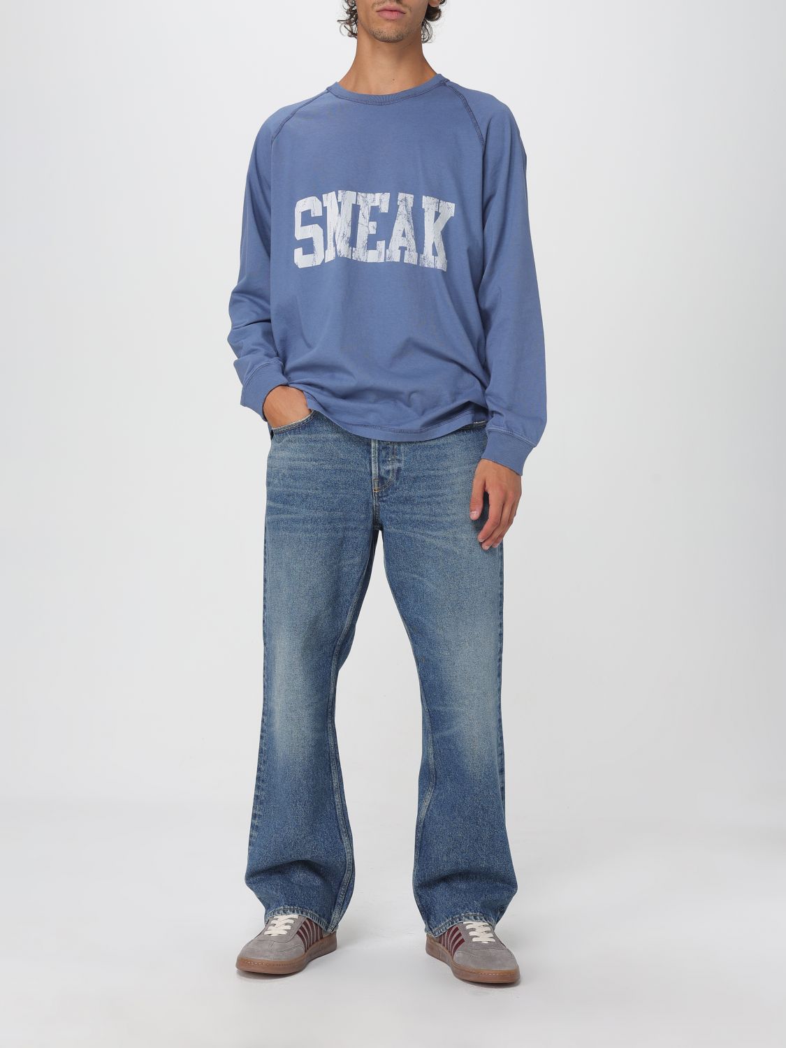 Blue Cotton Flared Jeans - TIZZIL