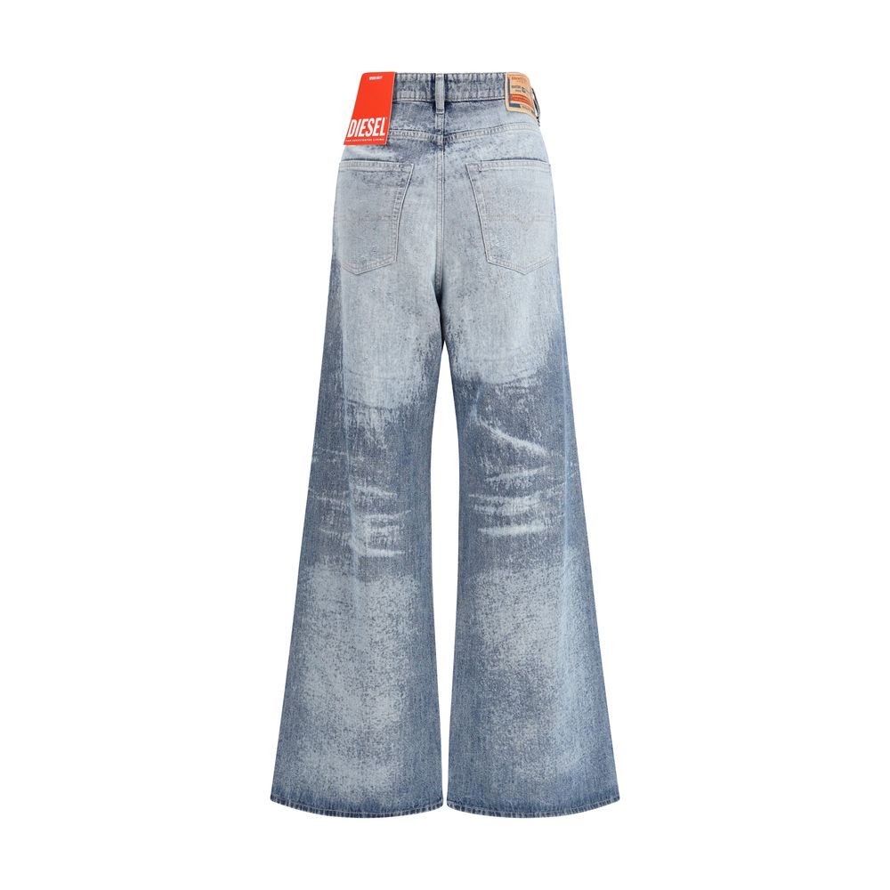 Blue Cotton Flared Jeans - TIZZIL