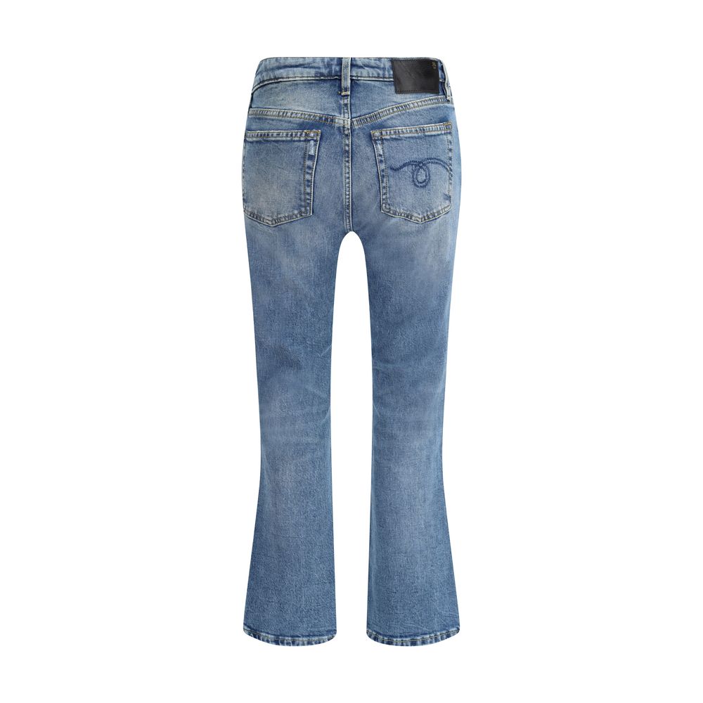 Blue Cotton Flared Jeans - TIZZIL