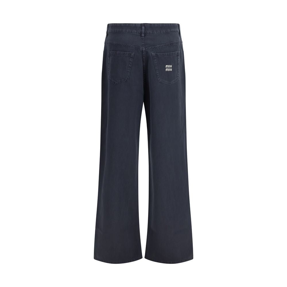 Blue Cotton Flared Jeans - TIZZIL