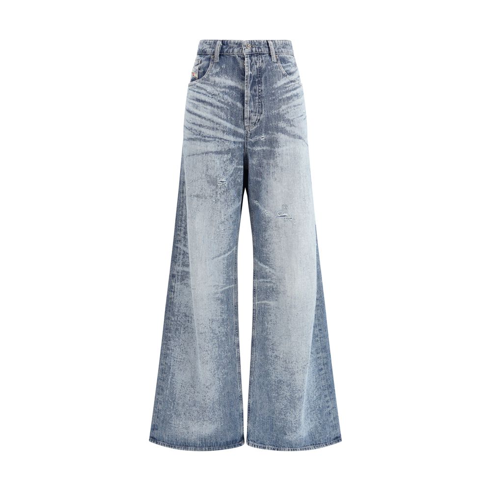 Blue Cotton Flared Jeans - TIZZIL
