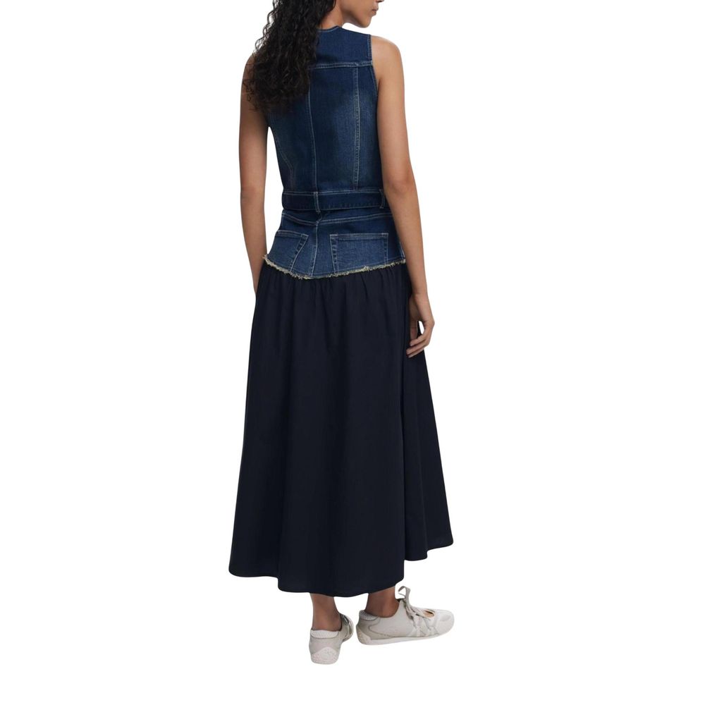 Blue Cotton Long Dress - TIZZIL