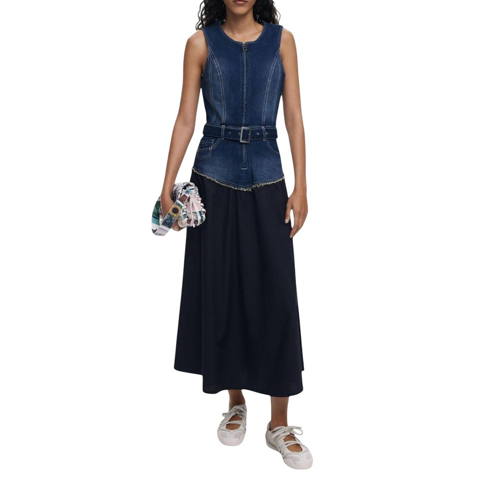 Blue Cotton Long Dress - TIZZIL
