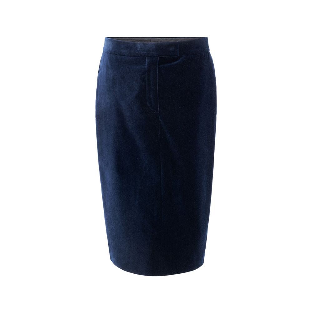 Blue Cotton Midi Skirt - TIZZIL