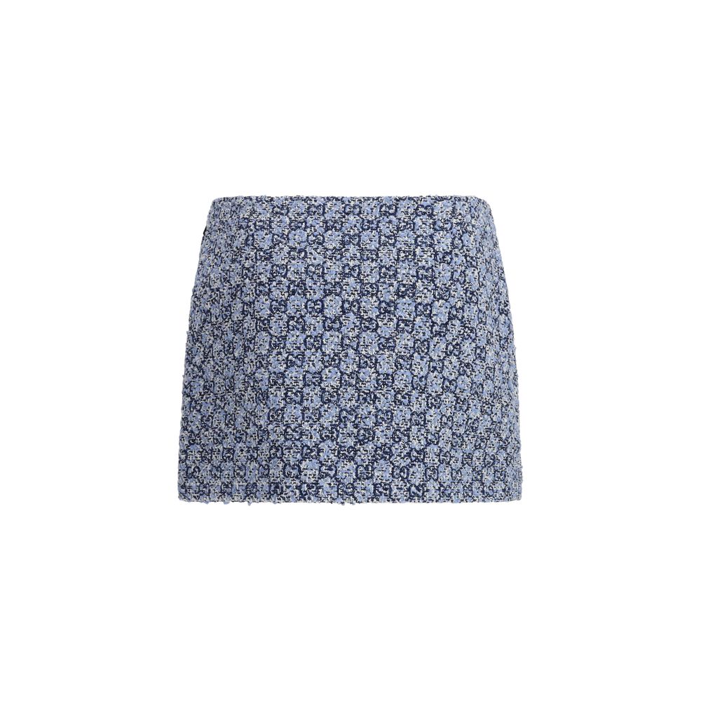 Blue Cotton Mini Skirt - TIZZIL