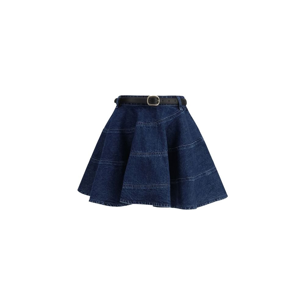 Blue Cotton Mini Skirt - TIZZIL
