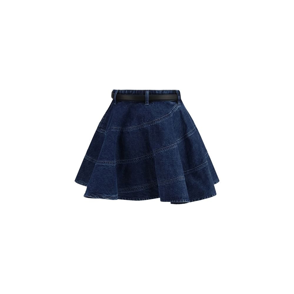 Blue Cotton Mini Skirt - TIZZIL