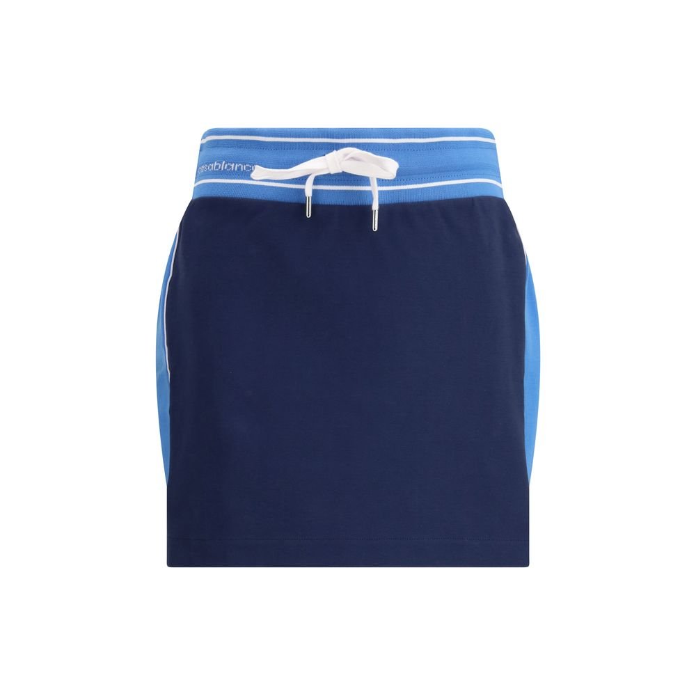 Blue Cotton Mini Skirt - TIZZIL