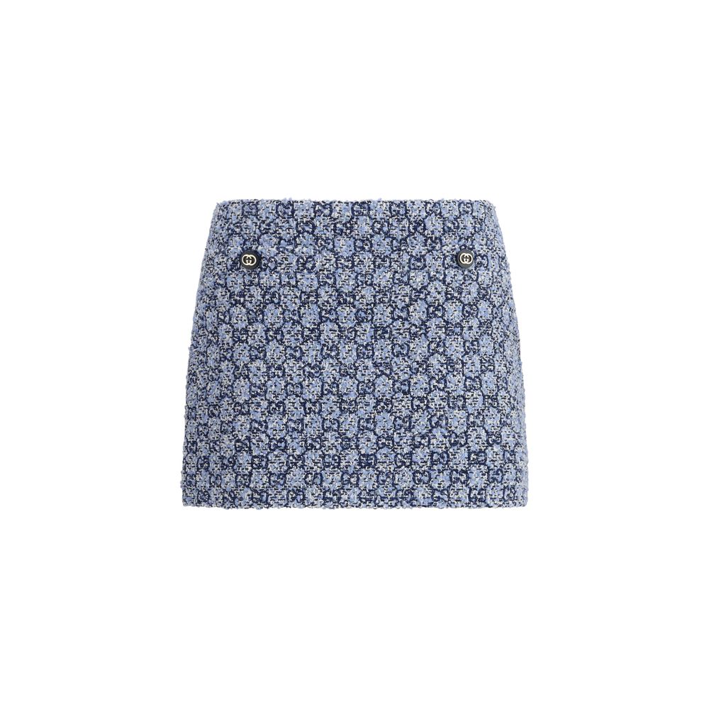 Blue Cotton Mini Skirt - TIZZIL