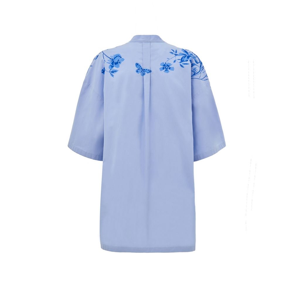 Blue Cotton Pattern Shirt - TIZZIL