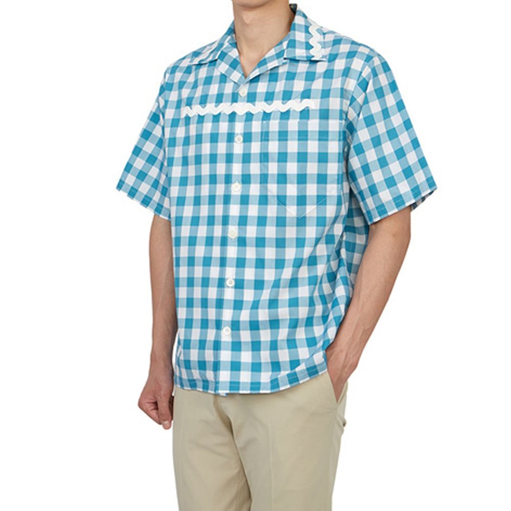 Blue Cotton Pattern Shirt - TIZZIL